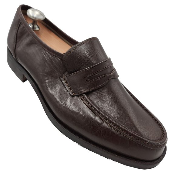 New Linea Varese Italy Men's 11 Brown Soft Leather Dress Shoes Penny Loafers 44